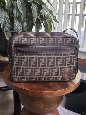 FENDI Zucca Vintage Camera Bag, Tobacco, Black, Brown